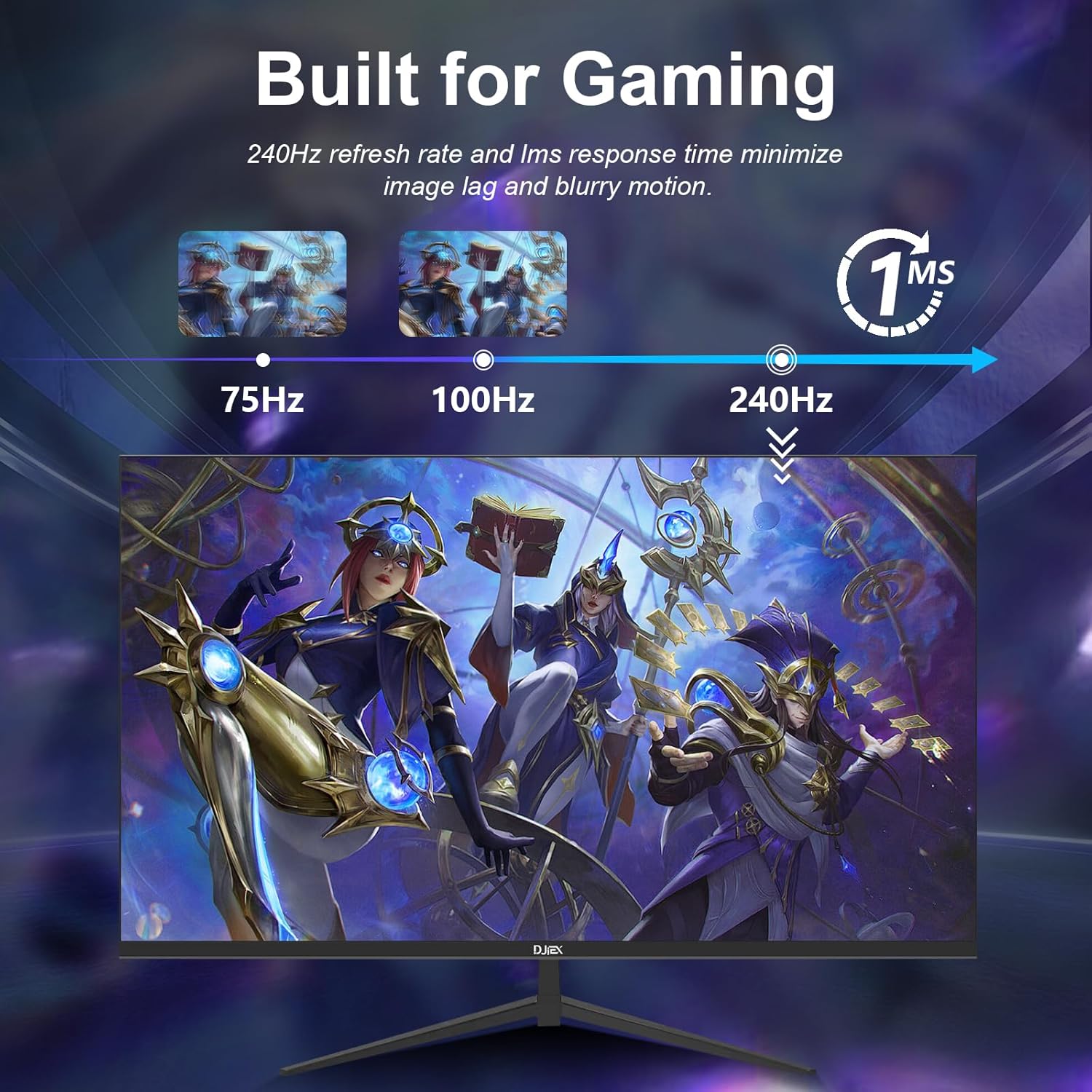 27 Inch Gaming Computer Monitor IPS 240Hz FHD(1920×1080P), 99% sRGB,1ms Response Time, 300cd/m²,AMD FreeSync, Crosshair & Eye-Care Tech,Low Blue Light,HDMI 2.0,DP 1.4,Supports Wall-Mounted