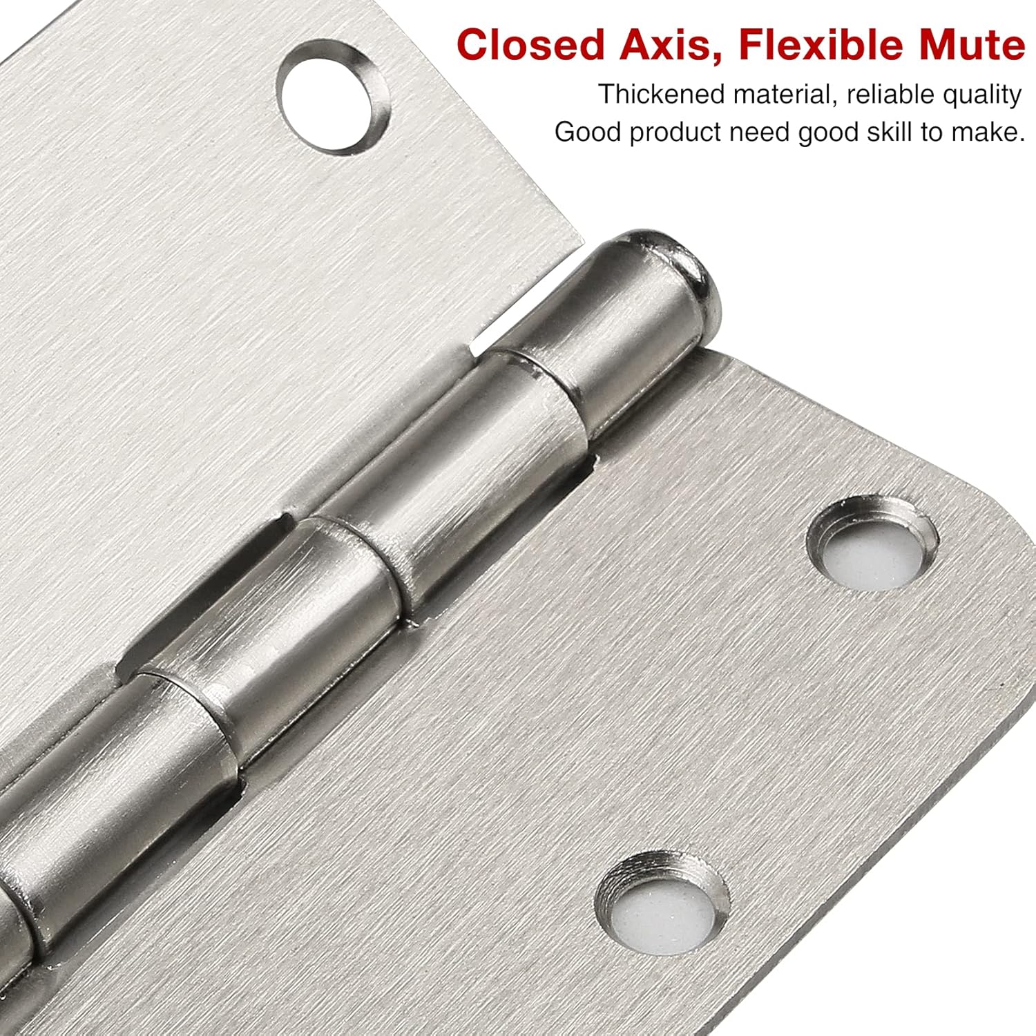 24 Pack Brushed Nickel Door Hinges 3.5 x 3 1/2 Inch Interior Rounded 5/8" Radius Corners Iron Bifold Silver Residential Satin Nickels Hinge for Doors Hardware Kit Office Bedroom Study Living Room