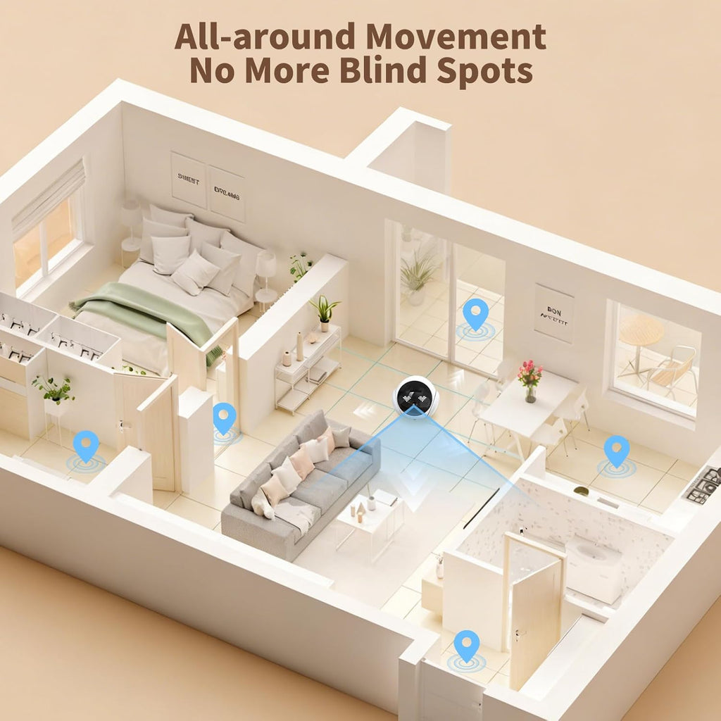 1080P Pet Camera Robot: Indoor Movable Home Security Camera with App Control, Night Vision, 2-Way Talk, Motion Detection, SD Card Storage, Smart Pet Cam for Cat/Dog/Baby/Elderly Monitor