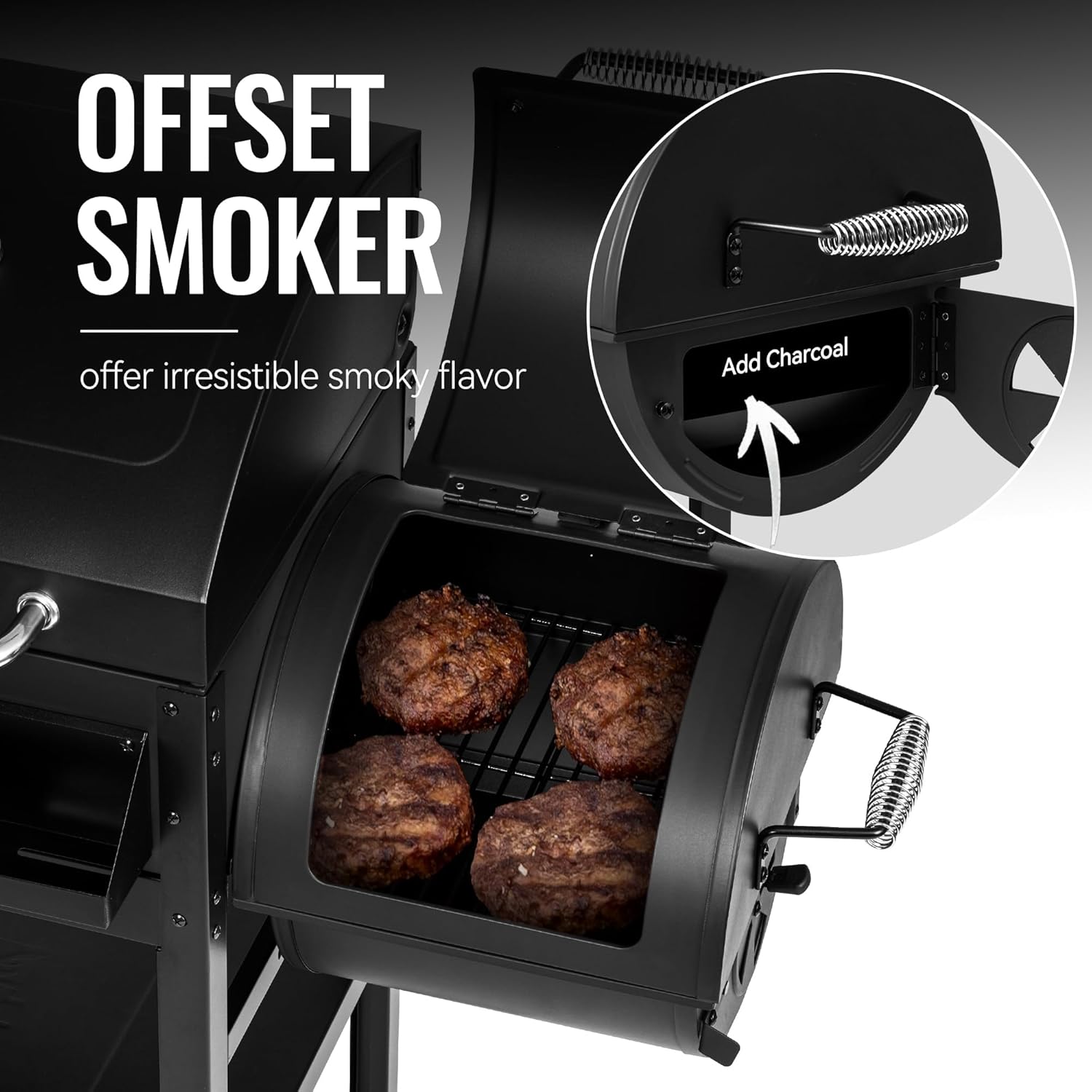 2-Burner Gas and Charcoal Grill Combo with Offset Smoker & Side Burner, 34,000 BTU Dual Fuel Grill, 1020 Sq. In. Cooking Area, Ideal for Outdoor Cooking, Black, ZH3005Y-SC