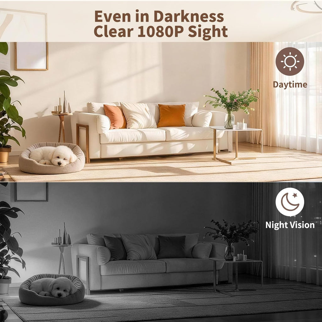 1080P Pet Camera Robot: Indoor Movable Home Security Camera with App Control, Night Vision, 2-Way Talk, Motion Detection, SD Card Storage, Smart Pet Cam for Cat/Dog/Baby/Elderly Monitor