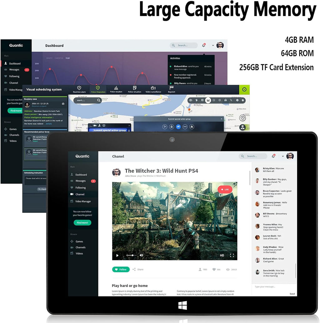 10.1" Windows Tablet Touchscreen Tablets Computer 6GB RAM 128GB ROM, 2.4G+5G WiFi, Intel Processor, USB 3.0, Micro HDMI, 6000MAH Battery, Dual Cameras, Bluetooth 5.0