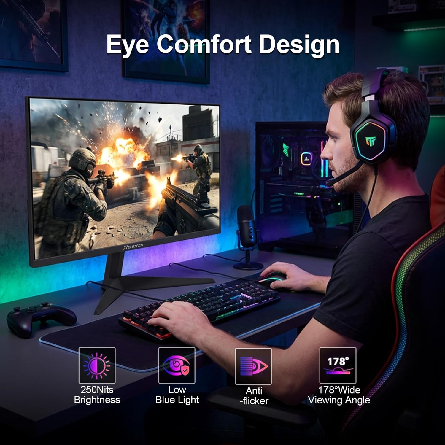 24.5 Inch 400Hz Gaming Monitor, FHD 1080P Computer Monitor,1MS, Fast IPS,FreeSync Compatible, HDR Supports 100% sRGB 2*DisplayPort & 2*HDMI, VESA75*75mm (GT25 Sniper)