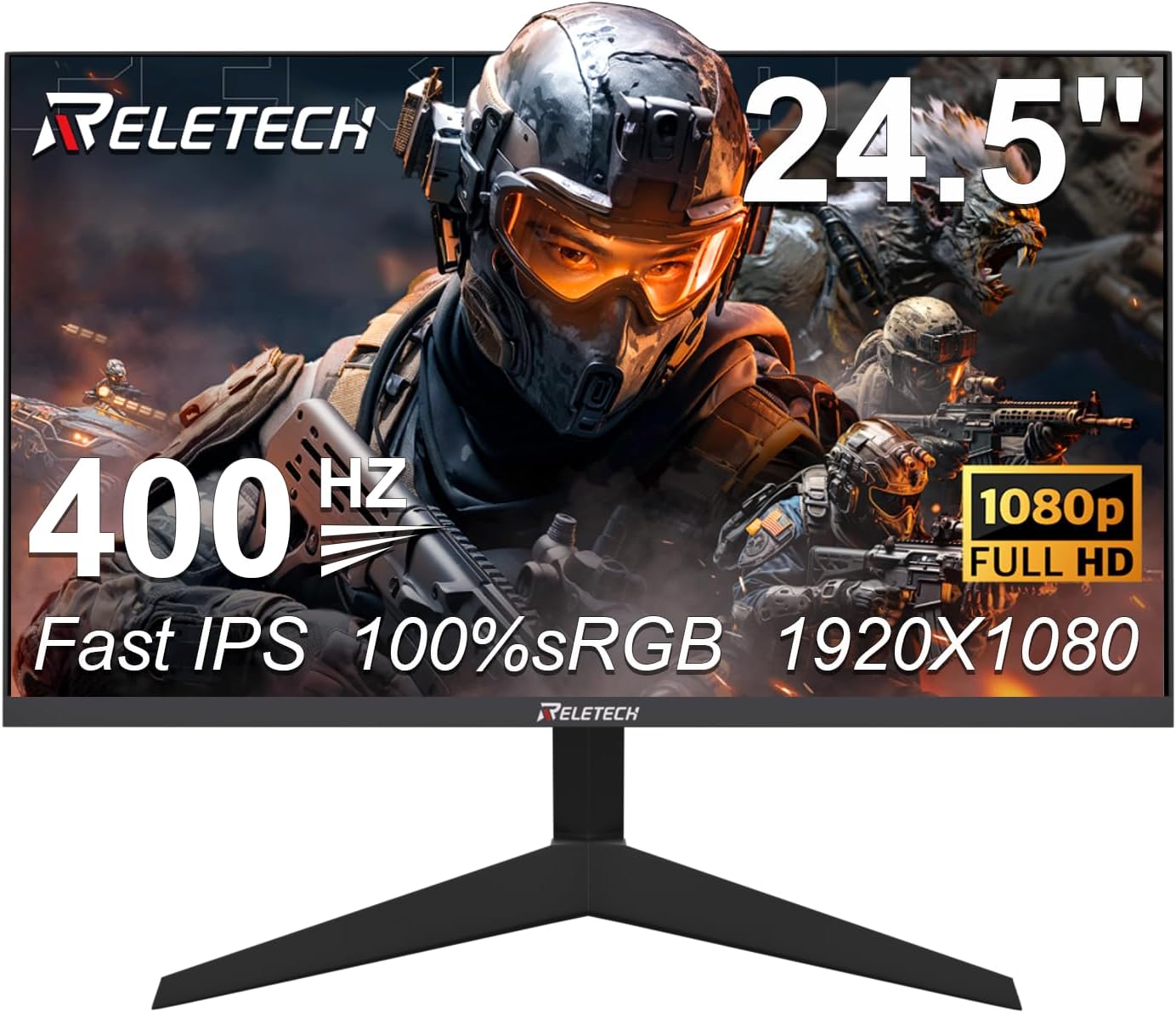 24.5 Inch 400Hz Gaming Monitor, FHD 1080P Computer Monitor,1MS, Fast IPS,FreeSync Compatible, HDR Supports 100% sRGB 2*DisplayPort & 2*HDMI, VESA75*75mm (GT25 Sniper)