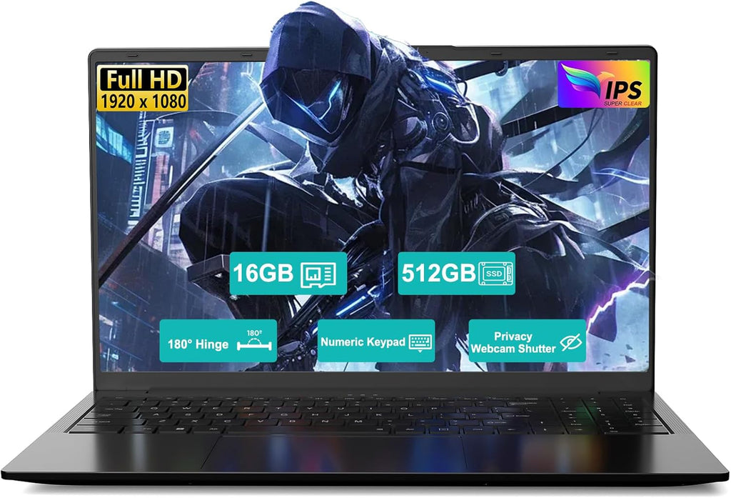 15.6" FHD-Laptop, AMD Ryzen 5 (Up to 3.7GHz, Beat i5-1135G7), 16GB RAM 512GB SSD, Radeon Vega 8 Graphics, 65W Fast Charging, Privacy Shutter, Numpad, Win 11, Gaming Laptop for College Students, Office