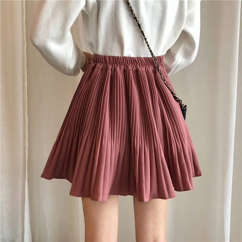 A-line Skirts Women Solid Chiffon Loose High Waist New Comfortable Above Knee Leisure Spring Summer All-match Korean Style Daily