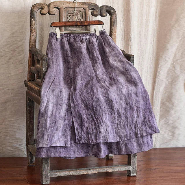 Women Loose Elastic Waist Linen Vintage Skirts Ladies Loose Spring Autumn Retro Skirt Female Skirts
