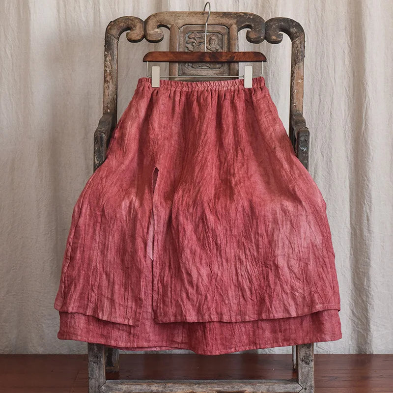 Women Loose Elastic Waist Linen Vintage Skirts Ladies Loose Spring Autumn Retro Skirt Female Skirts
