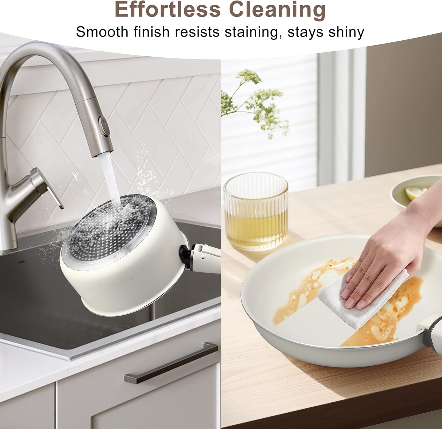 13 Pcs Pots and Pans Set, Nonstick Cookware Set with Lids and Detachable Handle, PFAS & PFOA Free, Non-Toxic Healthy Kitchen Cooking Set