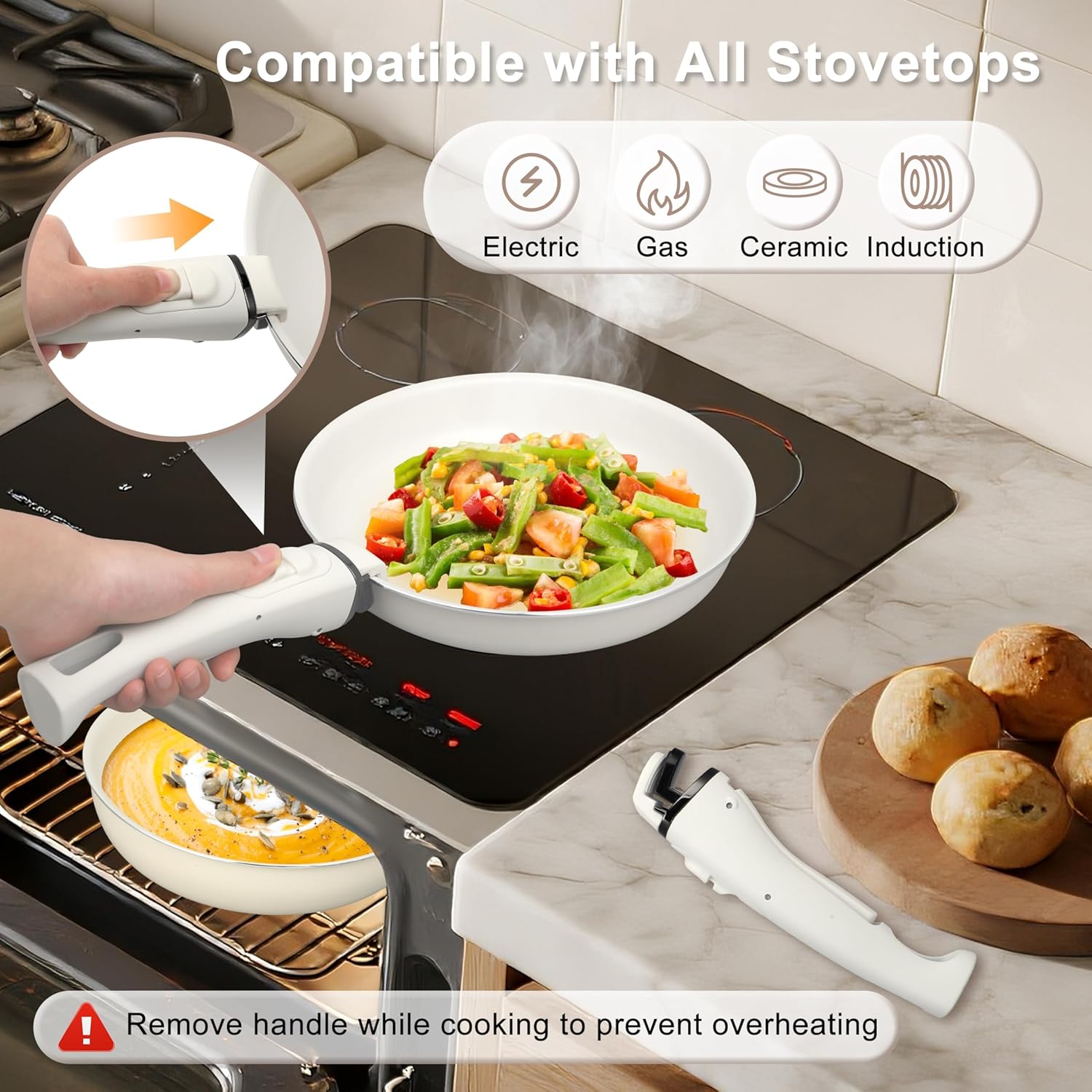 13 Pcs Pots and Pans Set, Nonstick Cookware Set with Lids and Detachable Handle, PFAS & PFOA Free, Non-Toxic Healthy Kitchen Cooking Set