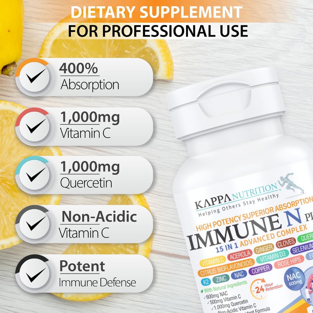 (90 Capsules), NAC 600mg, Quercetin 1,000mg, Vitamin C 500mg, Zinc 50mg, Vitamin D3 5,000iu, Selenium, Copper, Acerola, Ginger, Rutin, Citrus Bioflavonoids, Rose Hips, Echinacea, Immune N Plus 15 in 1
