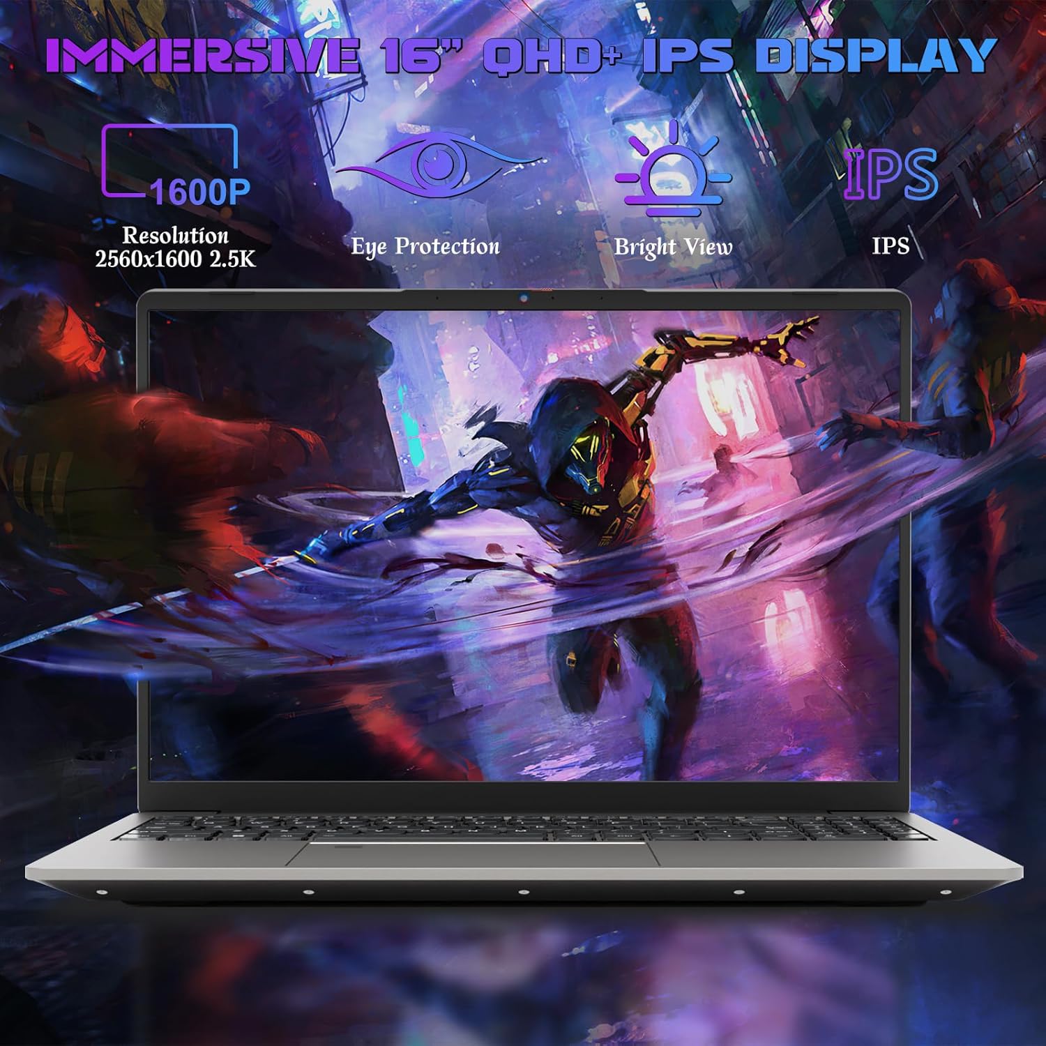 2025 16 Inch 2.5K IPS Gaming Laptop Computer, AMD Ryzen 7 6800H (Up to 4.7GHz), 16GB DDR5 512GB SSD, AMD Radeon 680M, WiFi 6, Type-C, Webcam, Fingerprint, Backlit Keyboard, Windows 11 Pro w/ MS Office