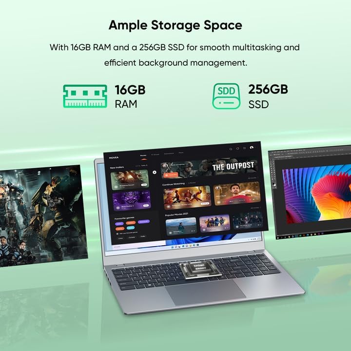 15.6" Full HD Laptop with 16GB RAM 256GB SSD,Laptop Computer, Dual-core 6500Y Processor Up to 3.4GHz,WiFi5,USB-C, Poratable Business and Student Laptops,Sliver