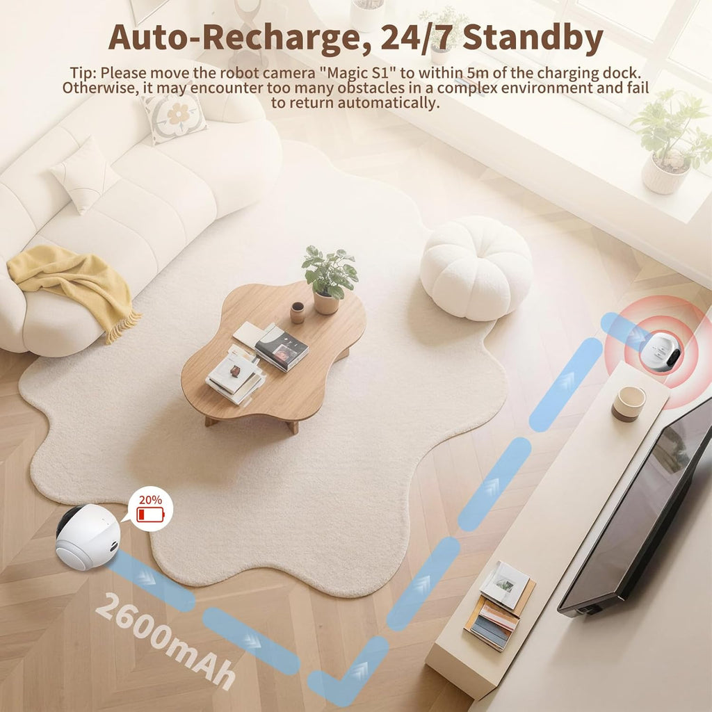 1080P Pet Camera Robot: Indoor Movable Home Security Camera with App Control, Night Vision, 2-Way Talk, Motion Detection, SD Card Storage, Smart Pet Cam for Cat/Dog/Baby/Elderly Monitor